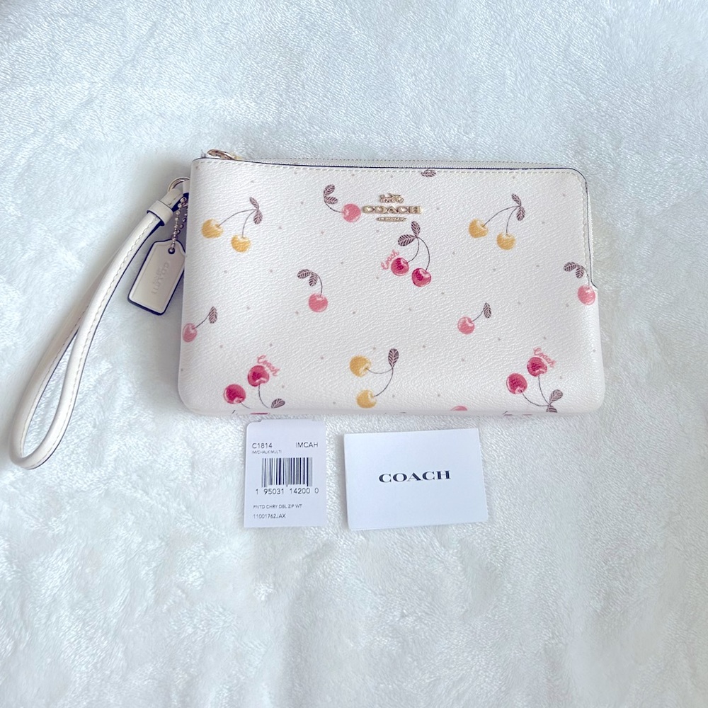 NWT Coach C1814 cherries double zipper wristlet w/ hang tag π - Picture 1 of 10
